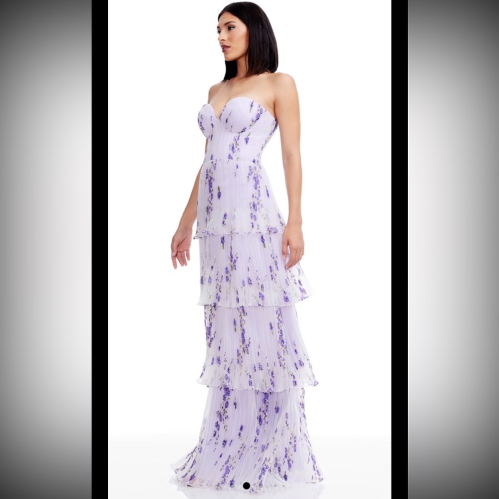 Dress the Population Lavender Floral Strapless Maxi Dress - Picture 2 of 11